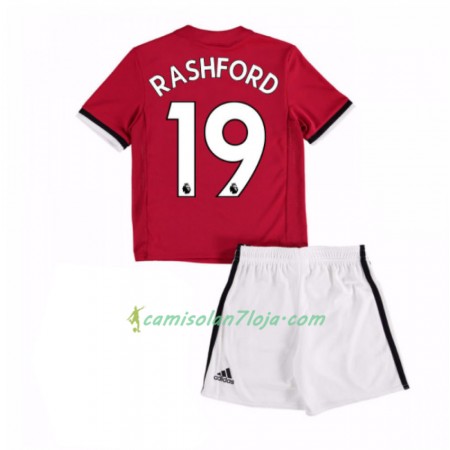 Camisola Manchester United Marcus Rashford 19 Criança 1º Equipamento 2017/18 Manga Curta