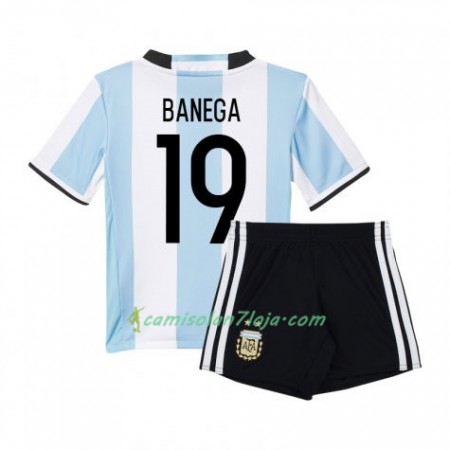 Camisola Argentina Banega 19 Criança 1º Equipamento 2016 Manga Curta