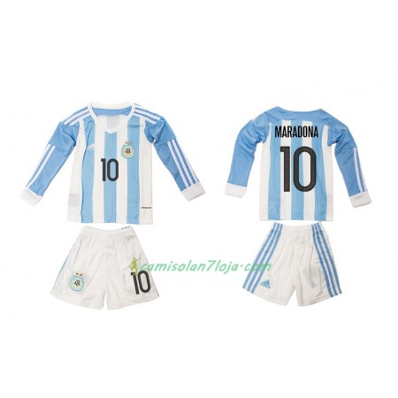Camisola Argentina Maradona 10 Criança 1º Equipamento 2016 Manga Comprida