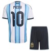 Camisola Argentina Messi 10 Criança 1º Equipamento Mundial 2026 Manga Curta