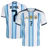Camisola Argentina De Paul 7 1º Equipamento Mundial 2026 Manga Curta
