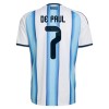 Camisola Argentina De Paul 7 1º Equipamento Mundial 2026 Manga Curta