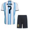 Camisola Argentina De Paul 7 Criança 1º Equipamento Mundial 2026 Manga Curta