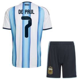 Camisola Argentina De Paul 7 Criança 1º Equipamento Mundial 2026 Manga Curta