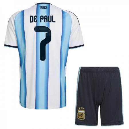 Camisola Argentina De Paul 7 Criança 1º Equipamento Mundial 2026 Manga Curta