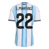 Camisola Argentina Lautaro Martinez 22 Criança 1º Equipamento Mundial 2026 Manga Curta