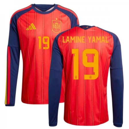 Camisola Espanha Lamine Yamal 19 1º Equipamento Mundial 2026 Manga Comprida