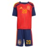 Camisola Espanha Pedri 20 Criança 1º Equipamento Mundial 2026 Manga Curta