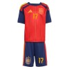 Camisola Espanha Williams JR 17 Criança 1º Equipamento Mundial 2026 Manga Curta
