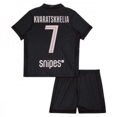 Camisola Paris Saint-Germain Kvaratskhelia 7 Jordan Criança 4º Equipamento 2025-26 Manga Curta