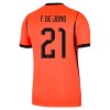 Camisola Holanda Frenkie de Jong 21 1º Equipamento Mundial 2026 Manga Curta
