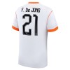 Camisola Holanda Frenkie de Jong 21 2º Equipamento Mundial 2026 Manga Curta