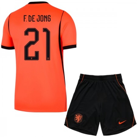 Camisola Holanda Frenkie de Jong 21 Criança 1º Equipamento Mundial 2026 Manga Curta