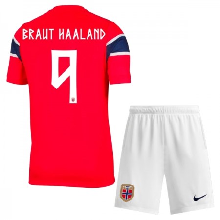 Camisola Noruega Haaland 9 Criança 1º Equipamento Mundial 2026 Manga Curta