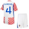Camisola Croácia Gvardiol 4 Criança 1º Equipamento Mundial 2026 Manga Curta