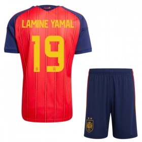 Camisola Espanha 2 Stars Lamine Yamal 19 Criança 1º Equipamento Mundial 2026 Manga Curta