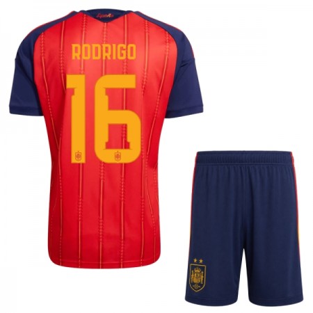 Camisola Espanha 2 Stars Rodrigo 16 Criança 1º Equipamento Mundial 2026 Manga Curta Camisola Espanha 2 Stars Rodrigo 16 Criança 1º Equipamento Mundial 2026 Manga Curta