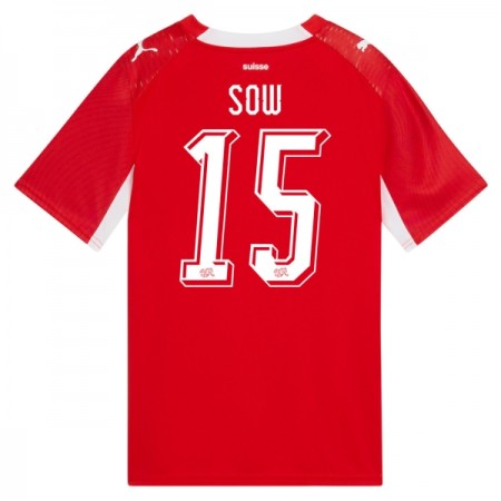 Camisola Suíça Djibril Sow 15 1º Equipamento Mundial 2026 Manga Curta
